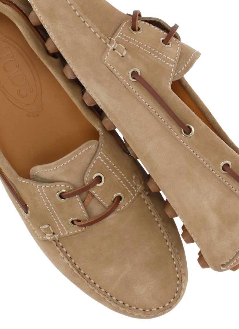 Tod's Beige Suede Leather Loafers