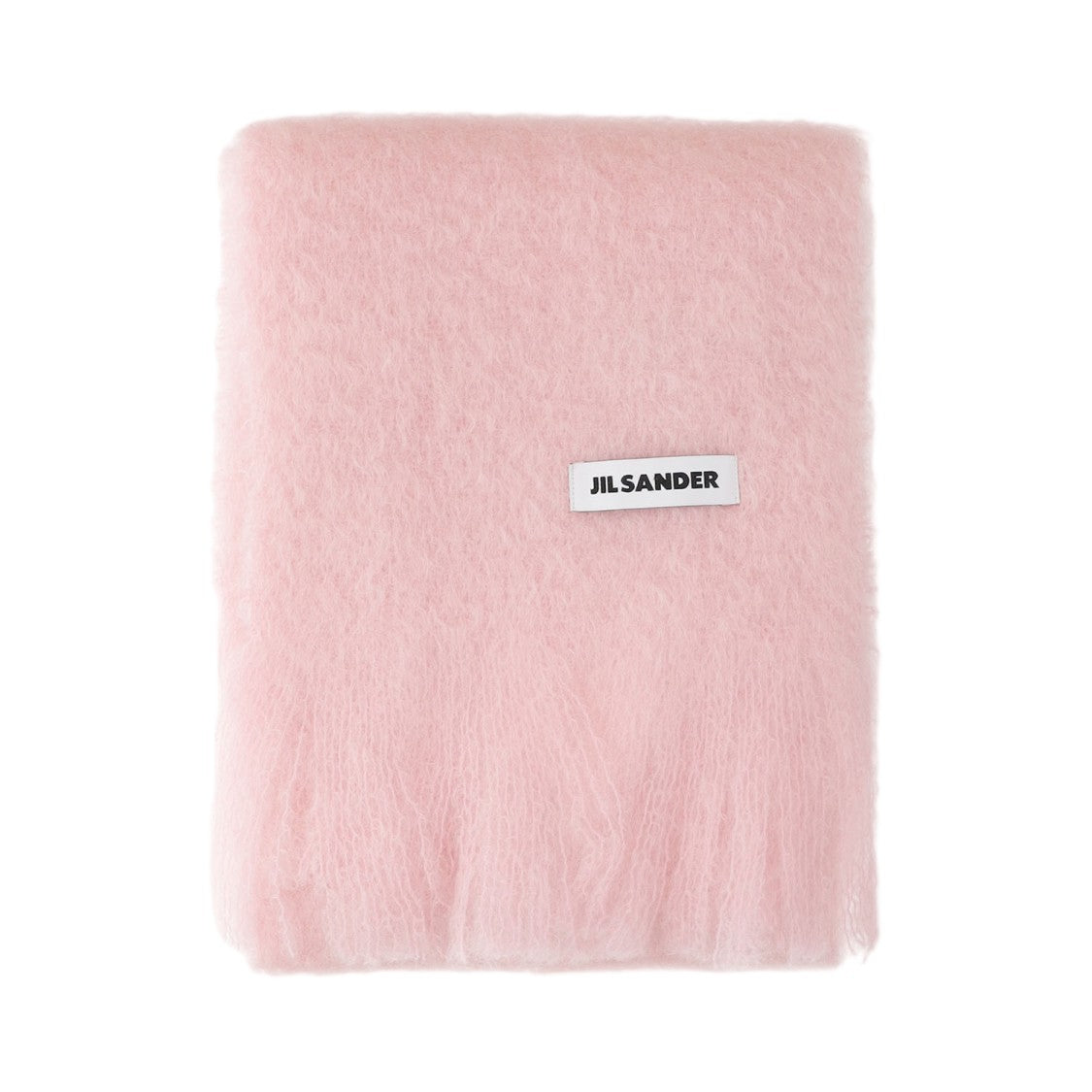 Jil Sander Pink Mohair Blend Fringed Scarf