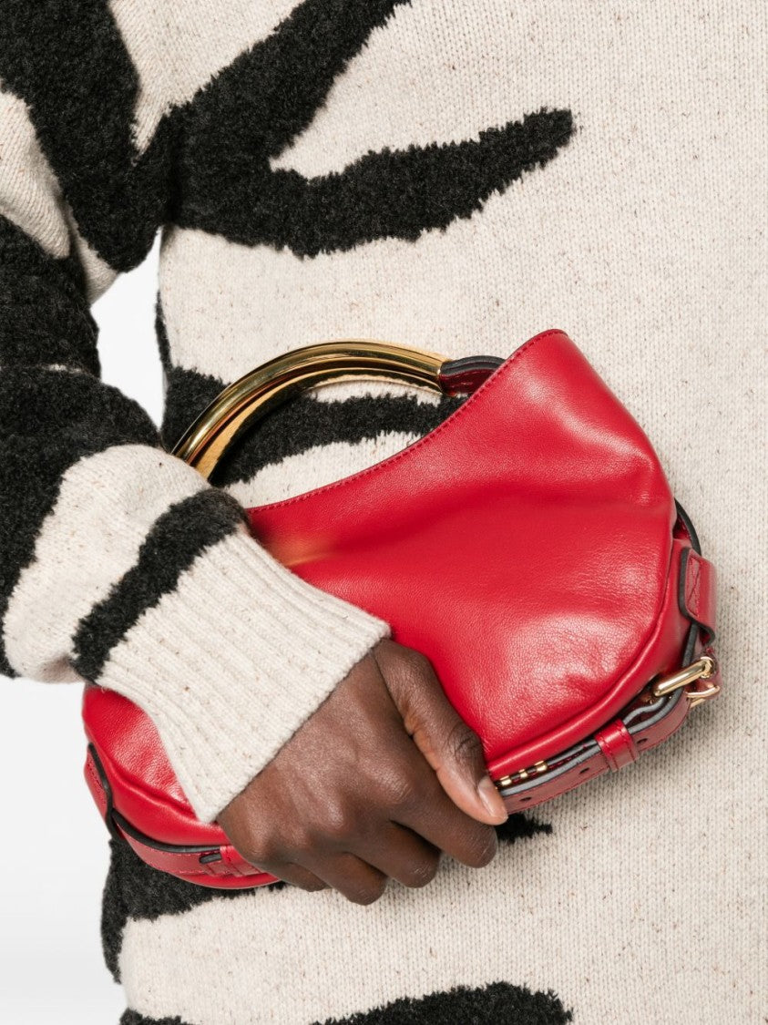 Moschino Curved Gold-Tone Handle Handbag