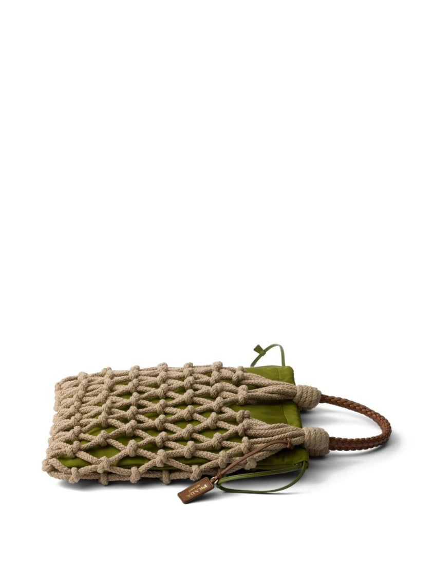 Prada Structured Handbag With Glossy Finish And Metallic Accents