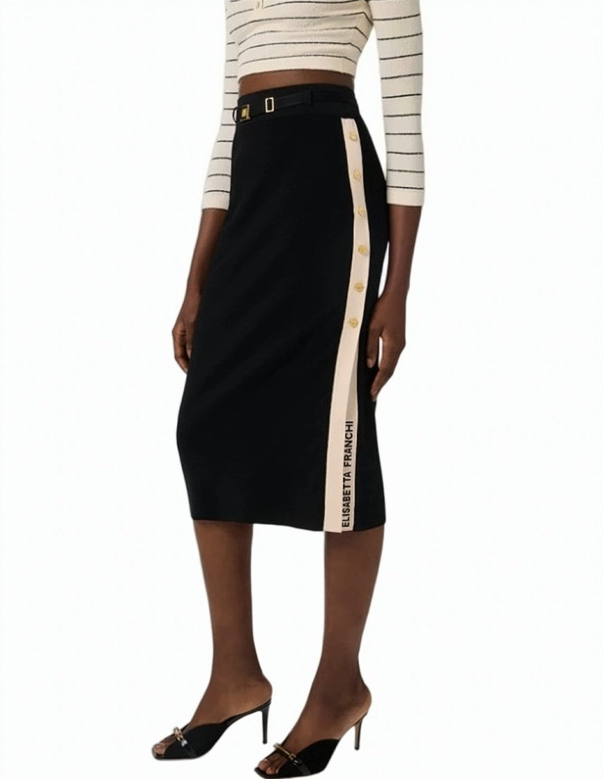 Elisabetta Franchi Knitted Viscose Band Midi Skirt