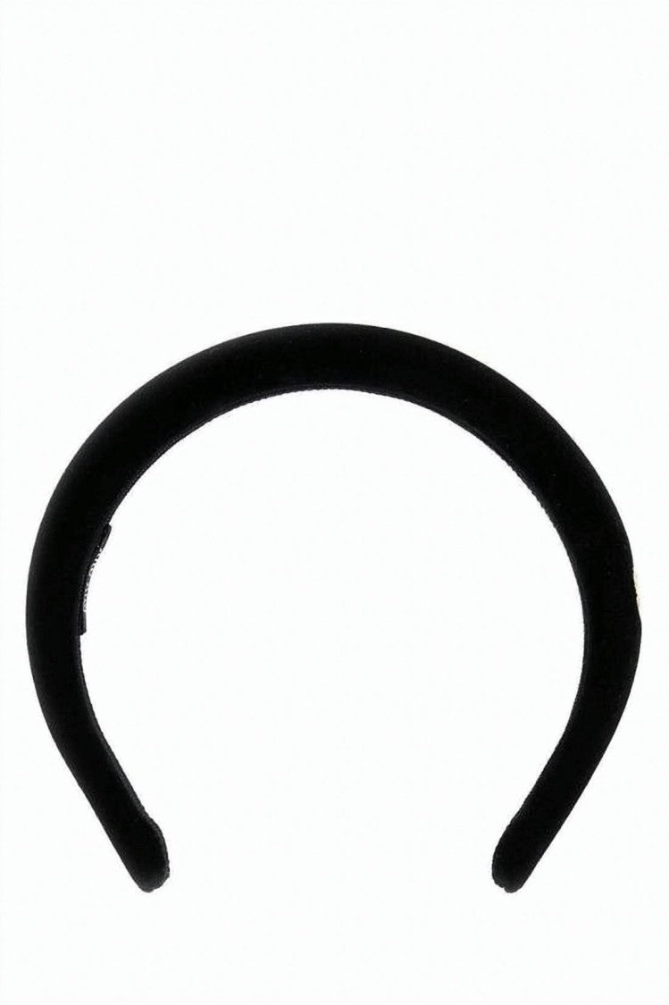 Miu Miu Velvet Padded Headband With Gold-Tone Logo Detail