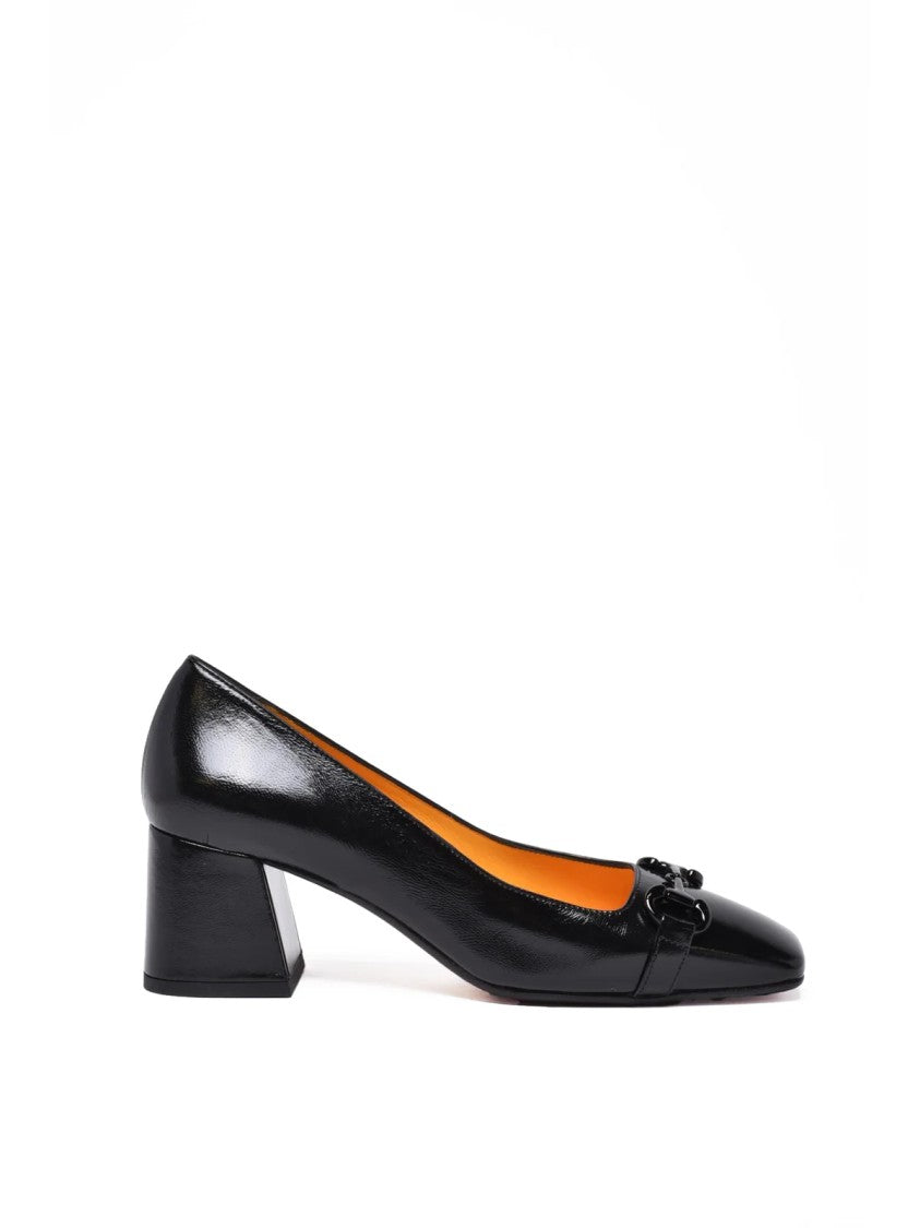 Mara Bini Black Leather Decorative Pumps