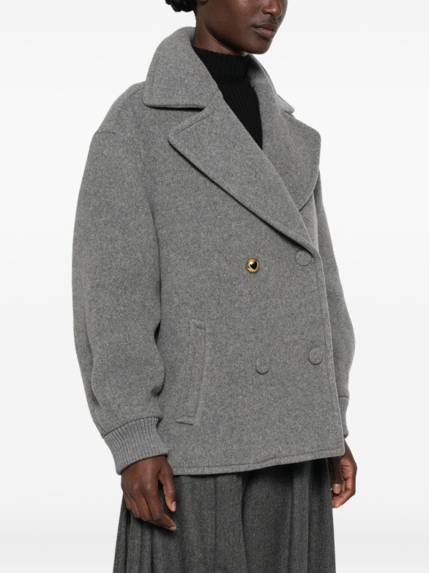 Moschino Heart-Motif Button Double-Breasted Jacket - Grey