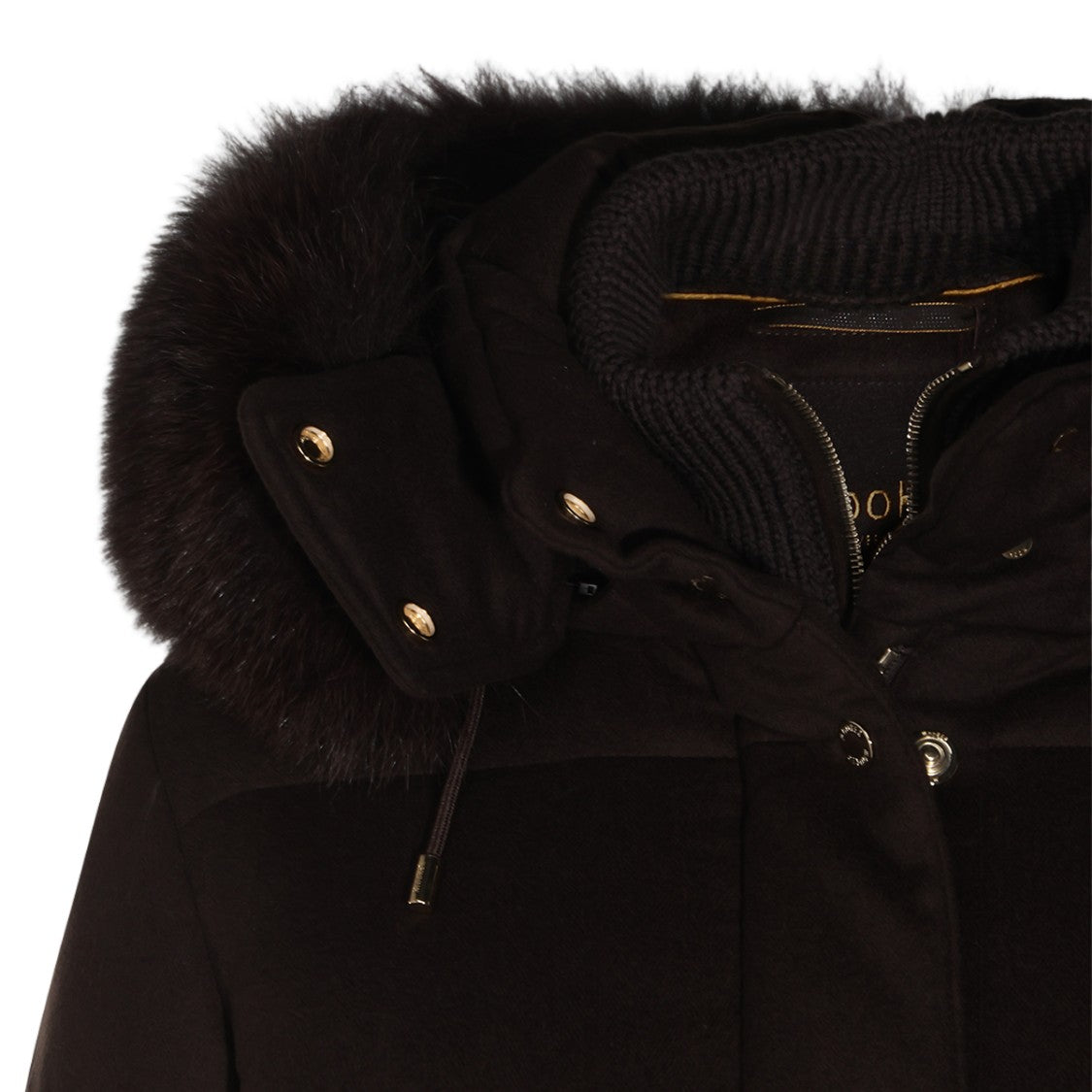 Moorer Padded Plush Fur-Trimmed Hood High Collar Down Coat