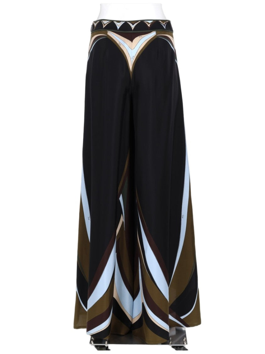 Pucci Palazzo Silk Abstract Symmetrical Pants