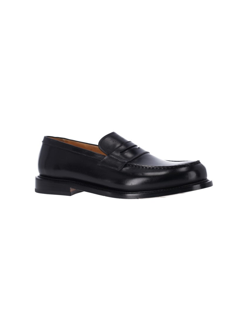 Premiata Black Leather Slip-On Loafers
