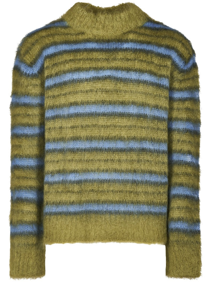 Marni Earthy Striped Mohair Knit Sweater