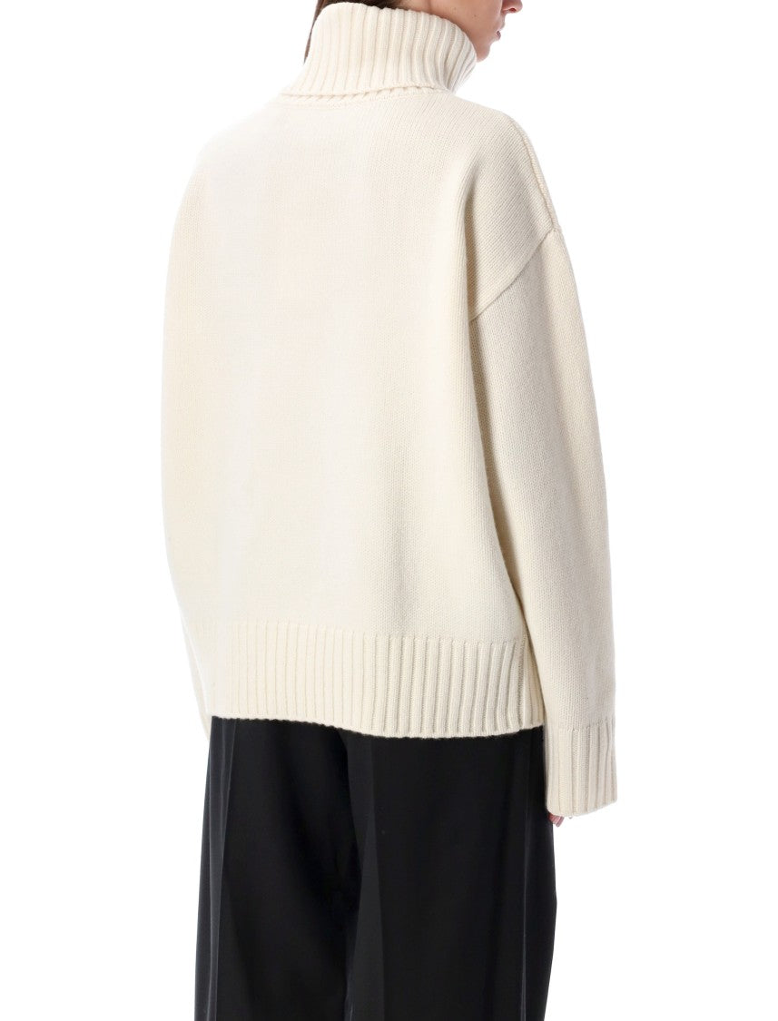 Rhea Heavy Knit Turtleneck Sweater With Thick Ribbed Details