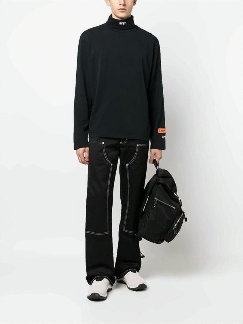 Heron Preston Long-Sleeve Black T-Shirt With High Neck And Signature Detailing
