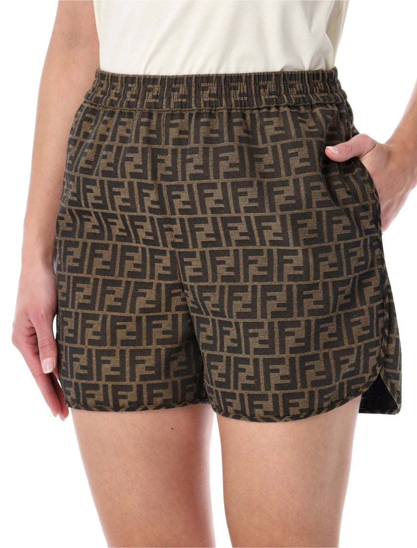 Fendi Ff Jacquard Canvas Shorts