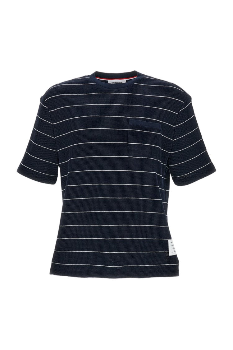 Thom Browne Structured Stripe Waffle Short Sleeve Tee
