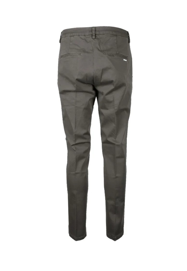 Aglini Slim-Fit Tailored Grey Trousers With Mid-Rise Waist