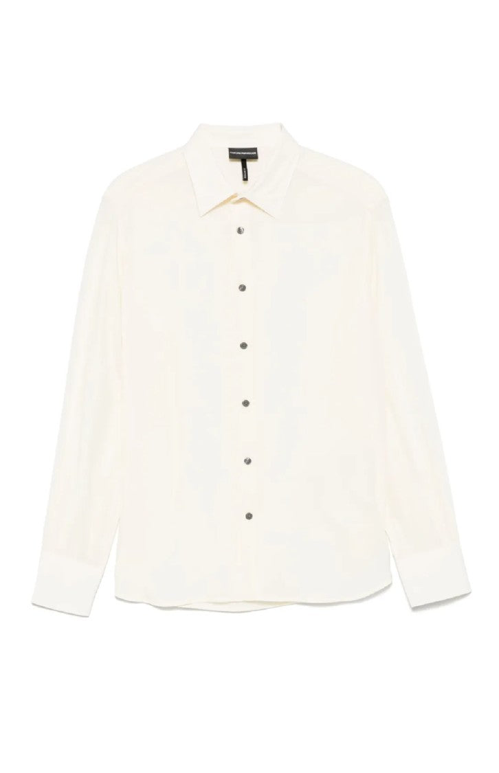 Emporio Armani Tailored White Shirt Crafted From Lyocell And Viscose