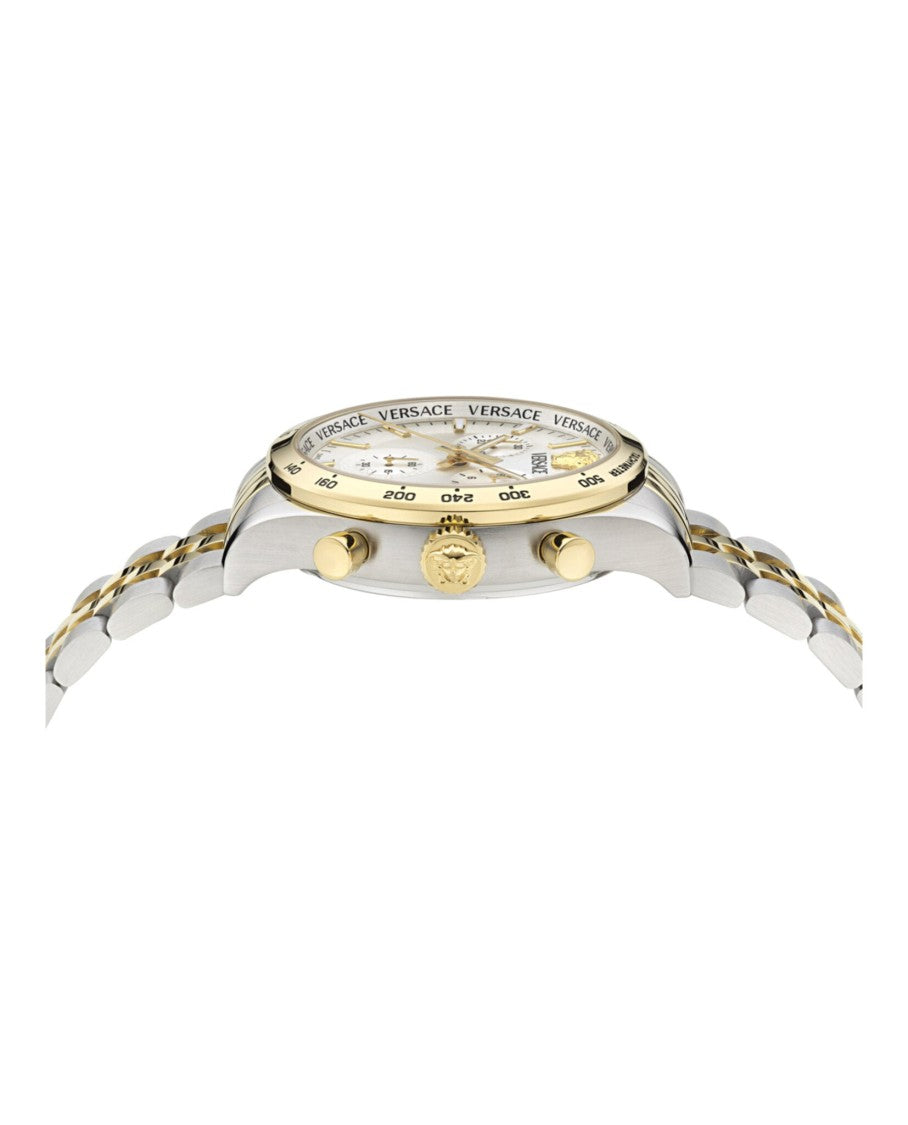 Versace Petite Chronograph Bracelet Watch With Silver Sunray Dial