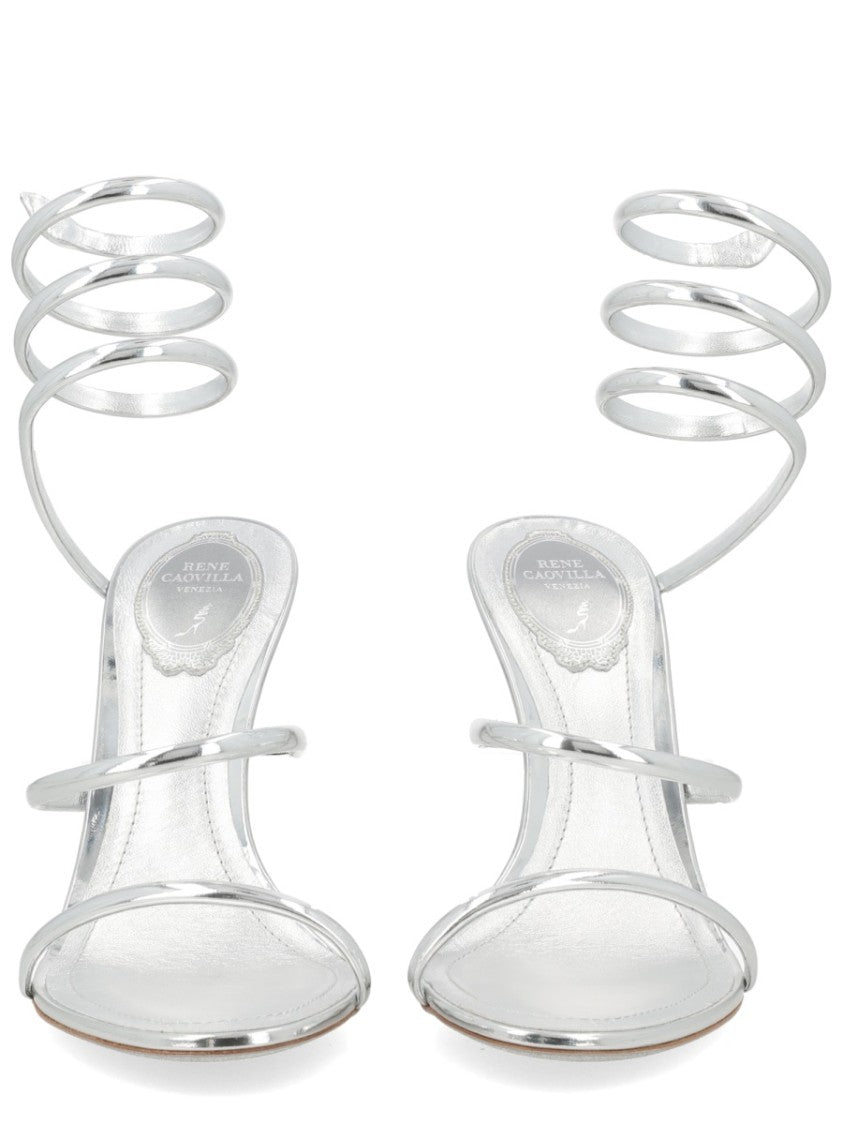 René Caovilla Cleo High-Heeled Spiral Strap Sandals