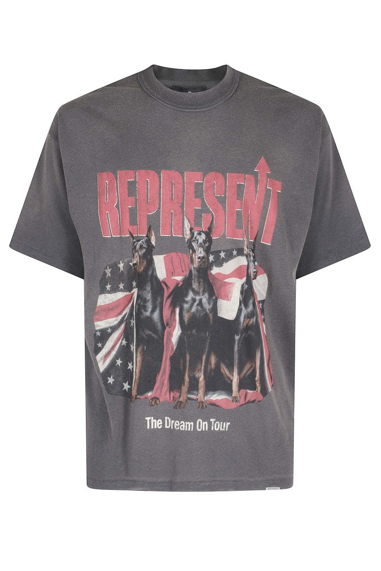 Represent Gray Dream On Tour Graphic Printed Cotton T-Shirt