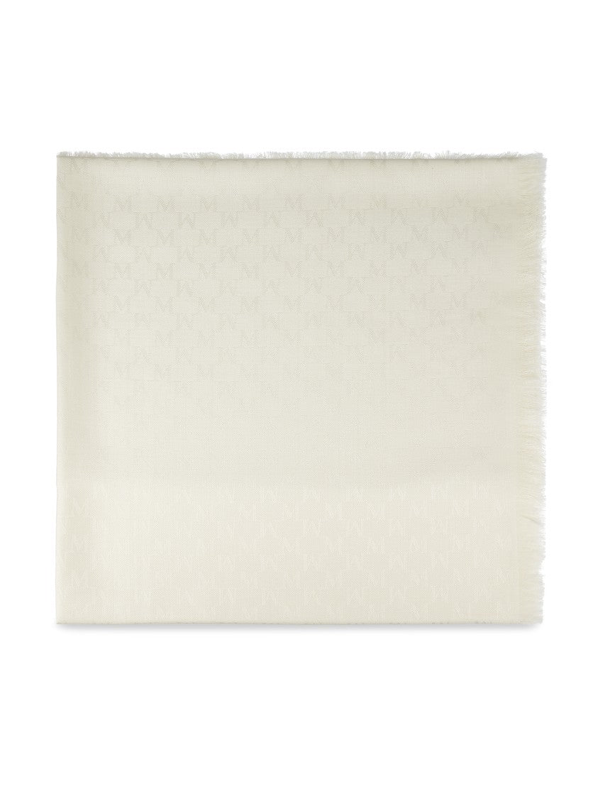 Max Mara Textured White Scarf With Fringed Edges