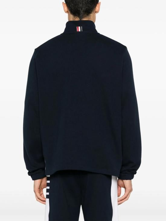 Thom Browne Half-Zip Long-Sleeve Cotton Sweatshirt With Contrasting Panels