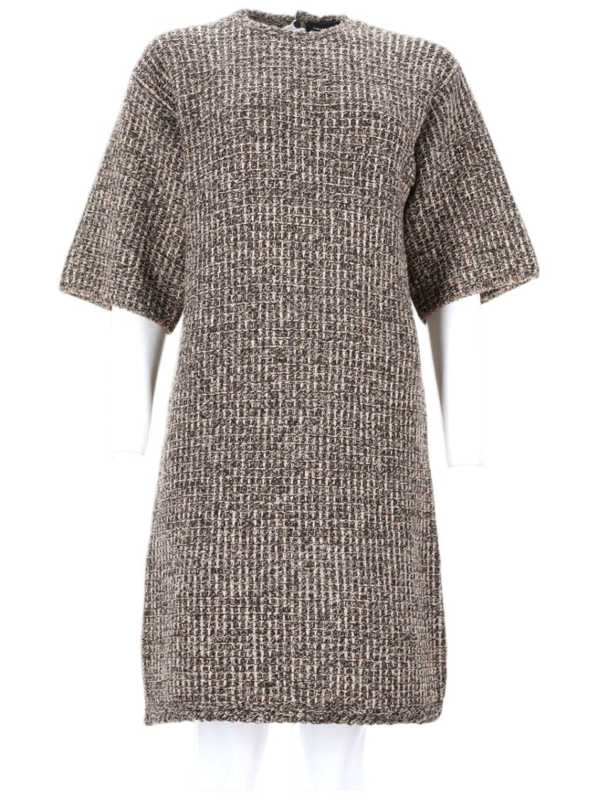 Fabiana Filippi Straight-Cut Short-Sleeved Tweed Dress With Keyhole Closure