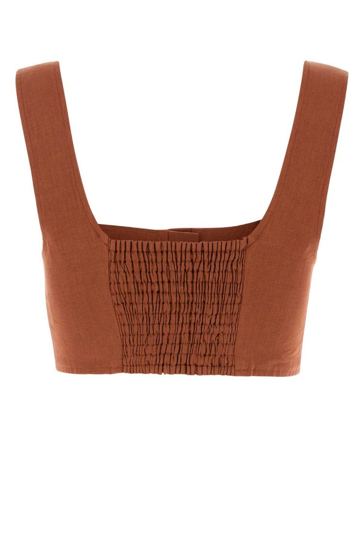 Le Kasha Brick Linen Jirja Crop-Top