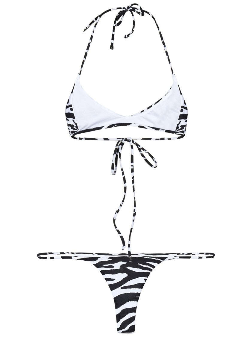 The Attico Bikini Set With Bold Zebra Print