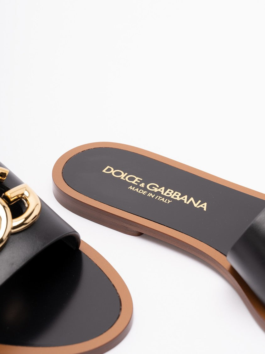Dolce & Gabbana Calf Leather Flat Sandals