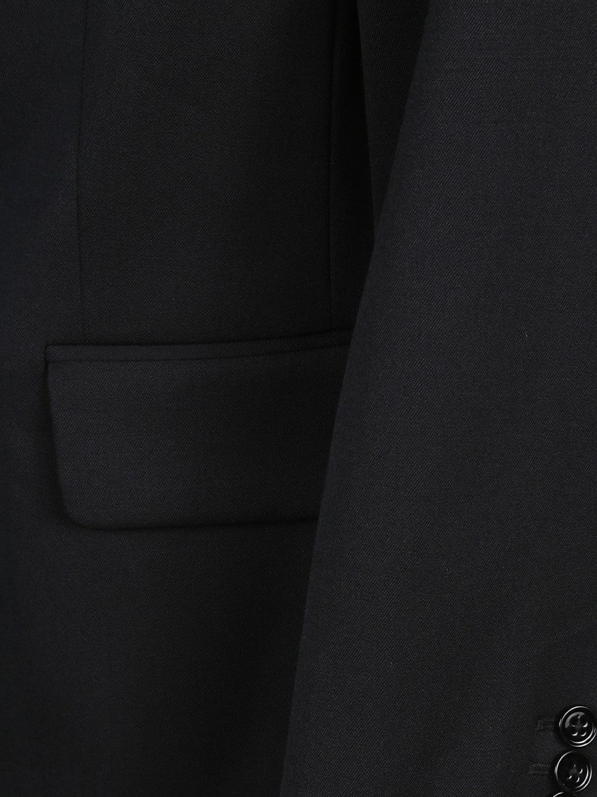 Mm6 By Maison Margiela Tailored Black Wool Blazer With Notched Lapel