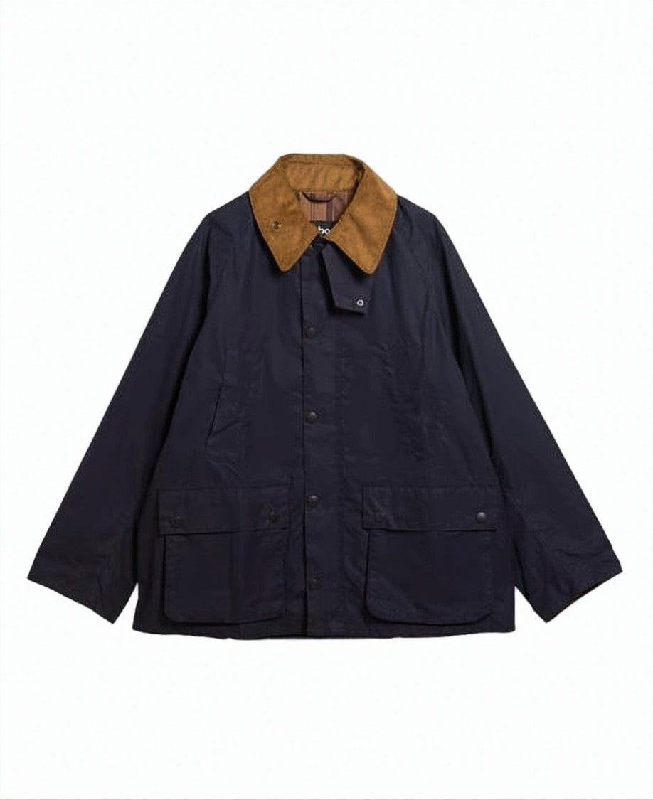 Barbour Classic Black Jacket With Corduroy Collar