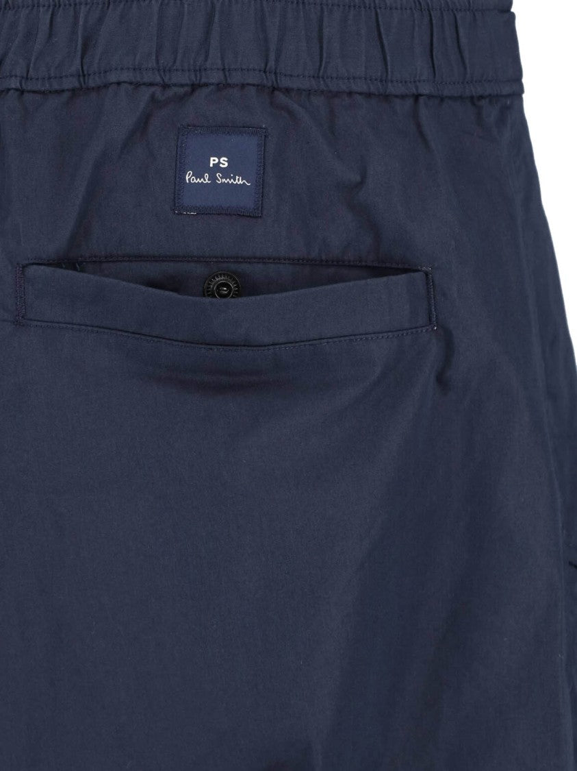 Paul Smith Blue Mid-Rise Cotton Blend Cargo Pants