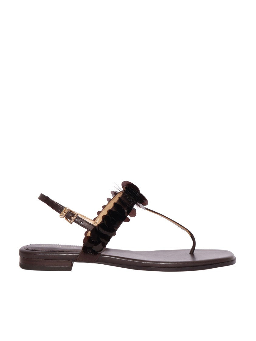 Michael Kors Black Loretta Ruffled Thong Sandals