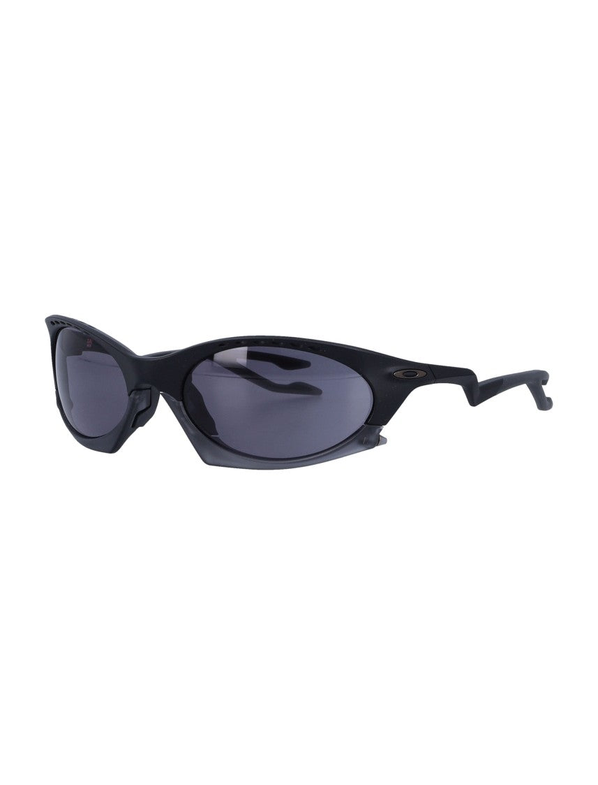 Oakley Plantaris Wraparound Black Frame Sunglasses