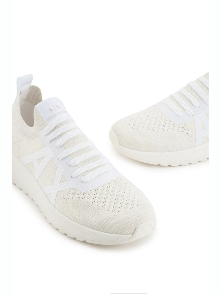 Armani Exchange White Shiny Leather Sneakers