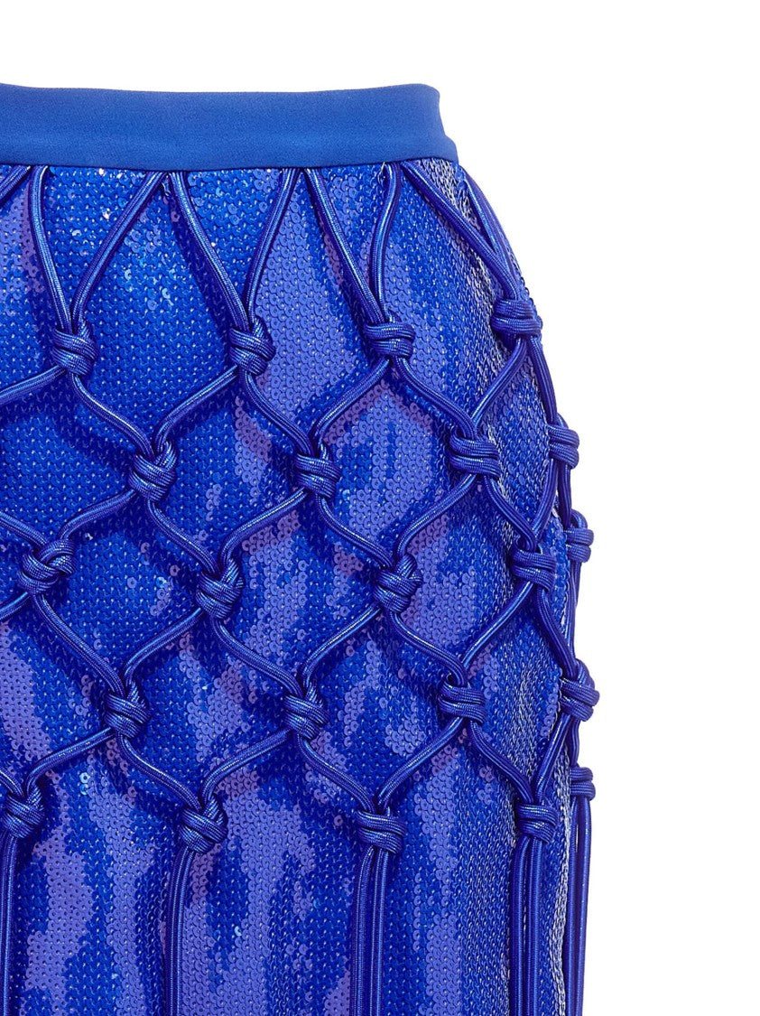 David Koma Fishnet Layered Skirt With Sequined Design