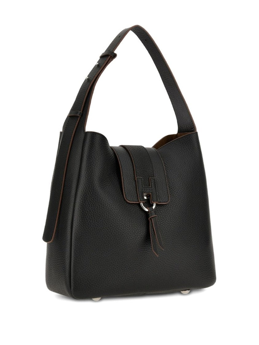 Hogan Pebbled Calfskin Structured Handbag
