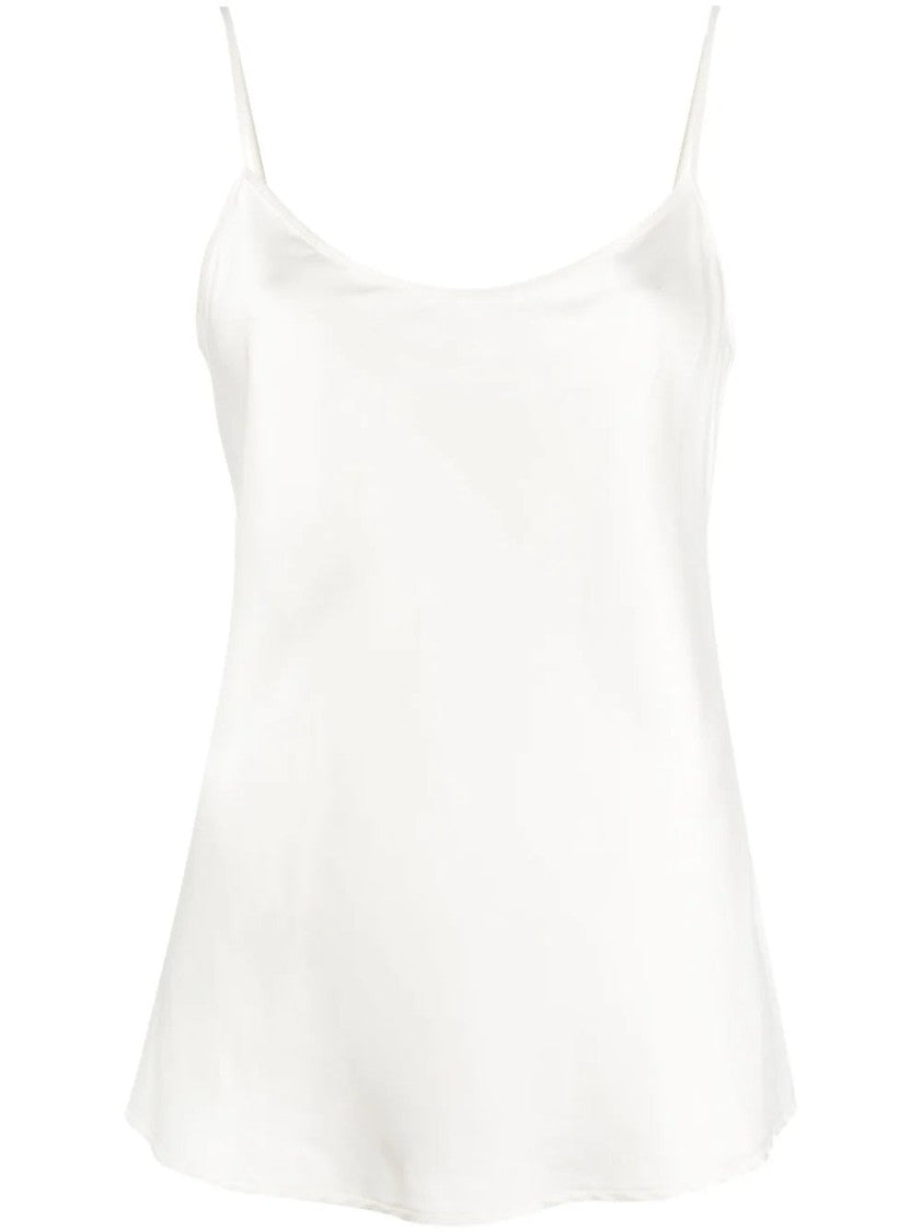 Lorena Antoniazzi White Refined Spaghetti Straps Viscose Tank Top