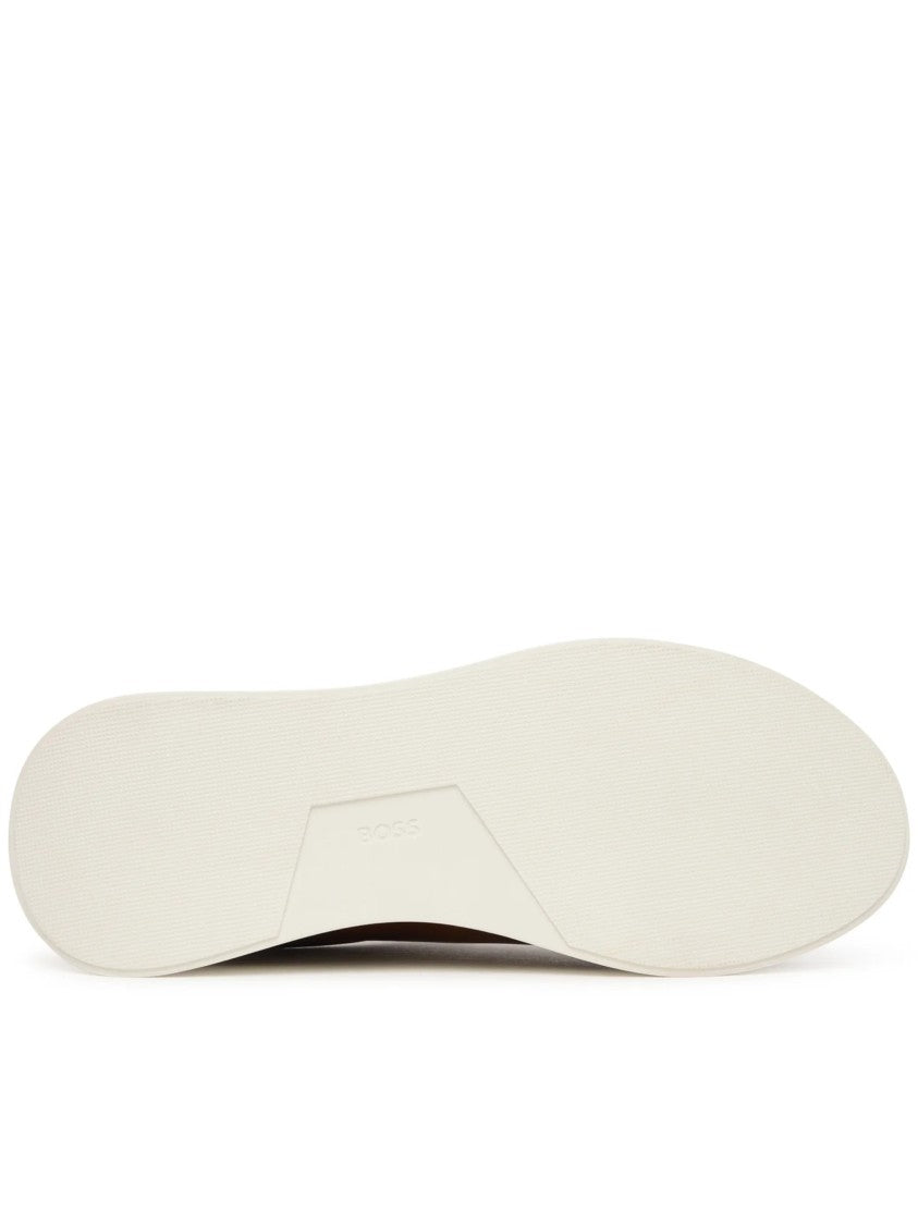 Hugo Boss Brown Smooth Leather White Sole Sneakers