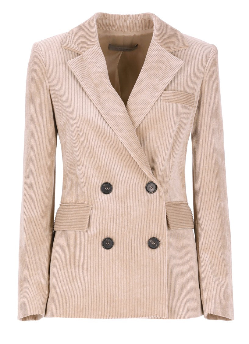 D. Exterior Corduroy Double Breasted Blazer