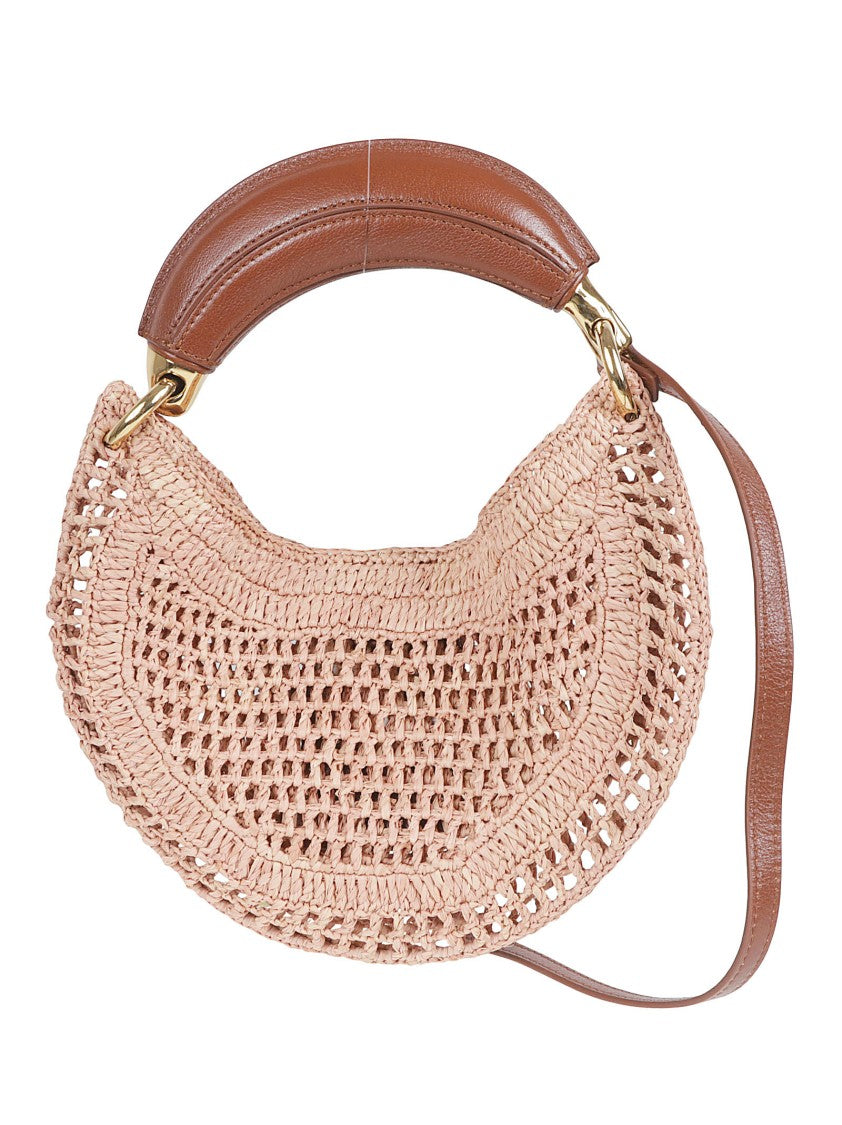 Chloé Mini Hobo Bag In Woven Raffia With Adjustable Strap
