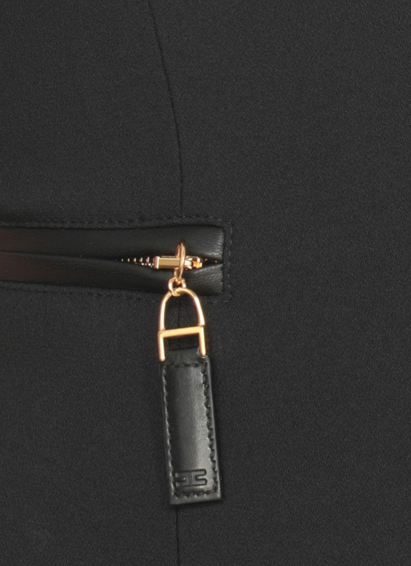 Elisabetta Franchi Sleeveless Fitted Crêpe Top With Zipper Accents