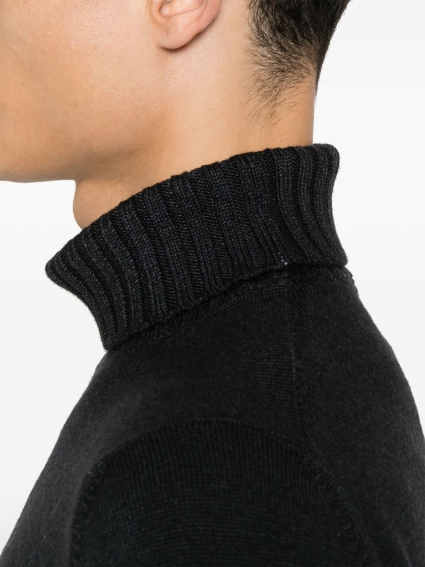 Tagliatore Ribbed Grey Sweater With High Collar