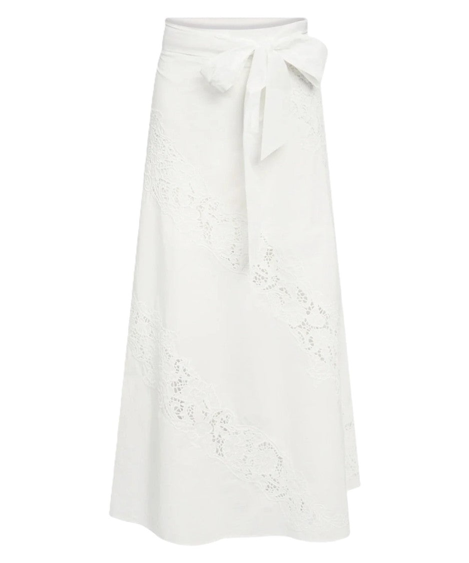 Twin-Set Midi A-Line Skirt With Lace Inserts