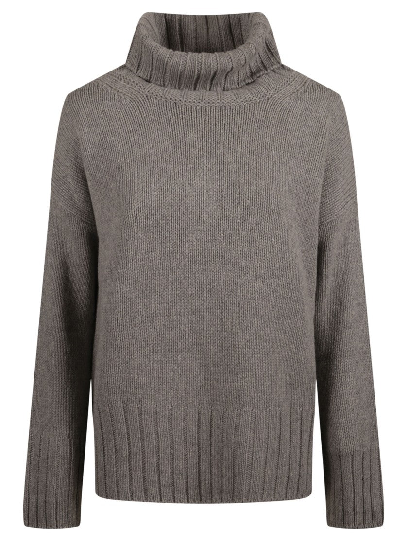 Aragona Grey Cashmere High Turtleneck Sweater