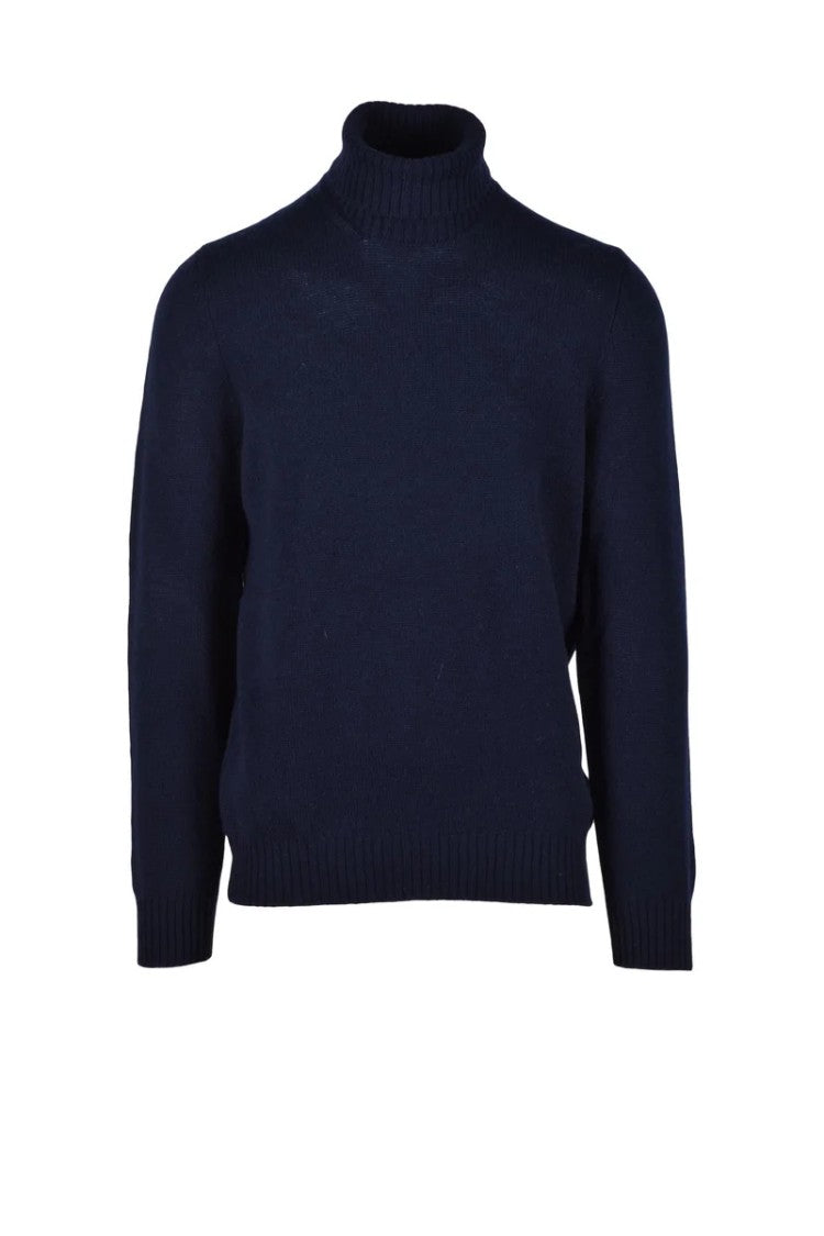 Vengera Blue High-Neck Virgin Wool Sweater