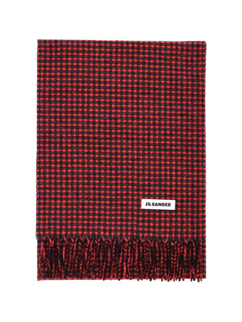Jil Sander Checkered Rectangular Scarf With Fringed Edges