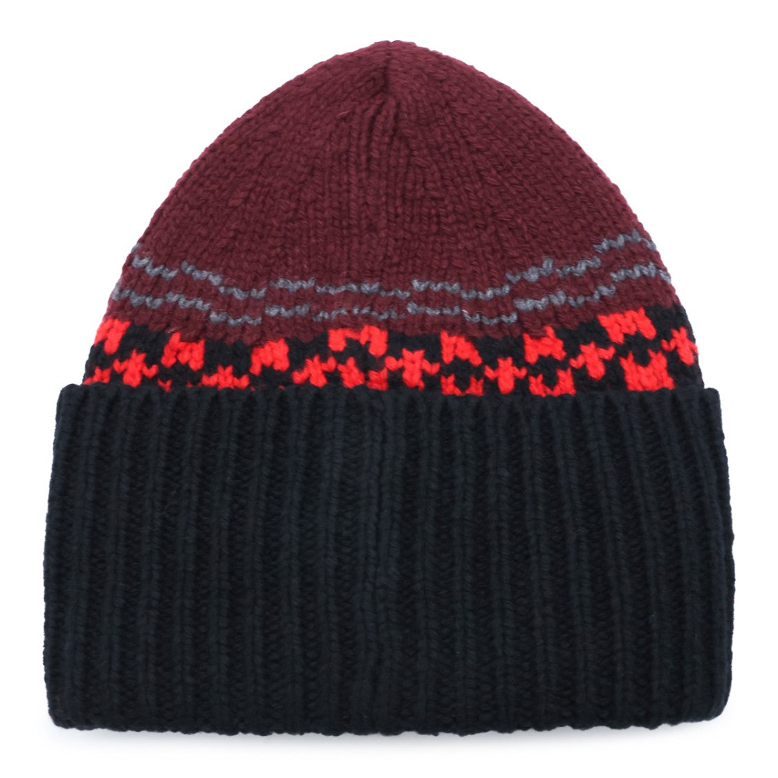 Marni Multicolor Geometric Ribbed Wool Beanie