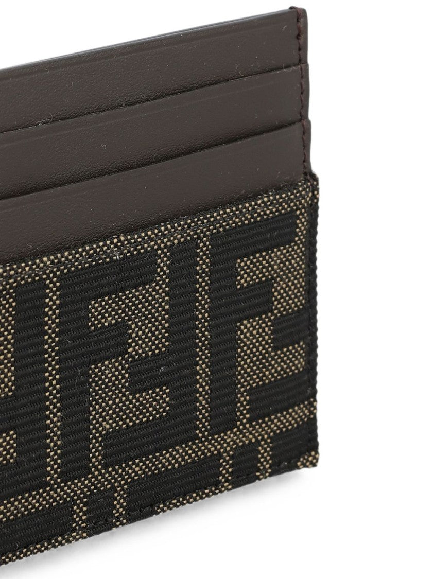 Fendi Textured Geometric Leather Cardholder Wallet