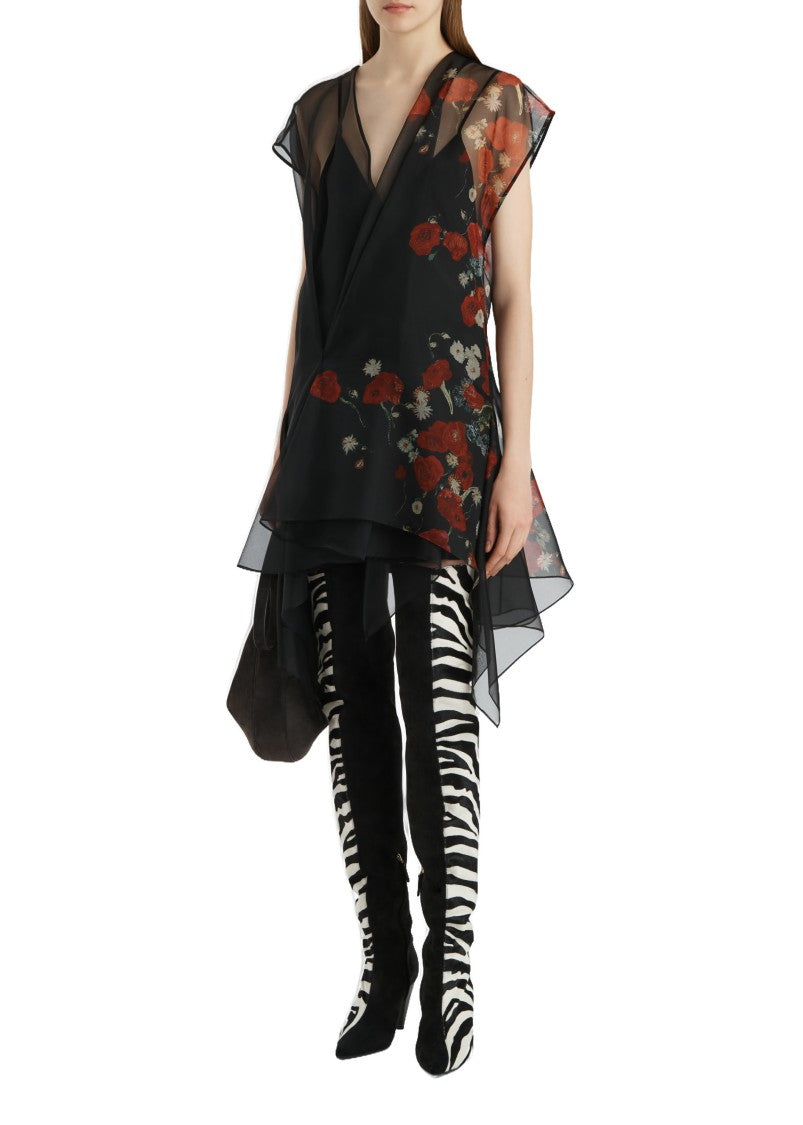 Khaite Asymmetrical Floral Print Mini Dress