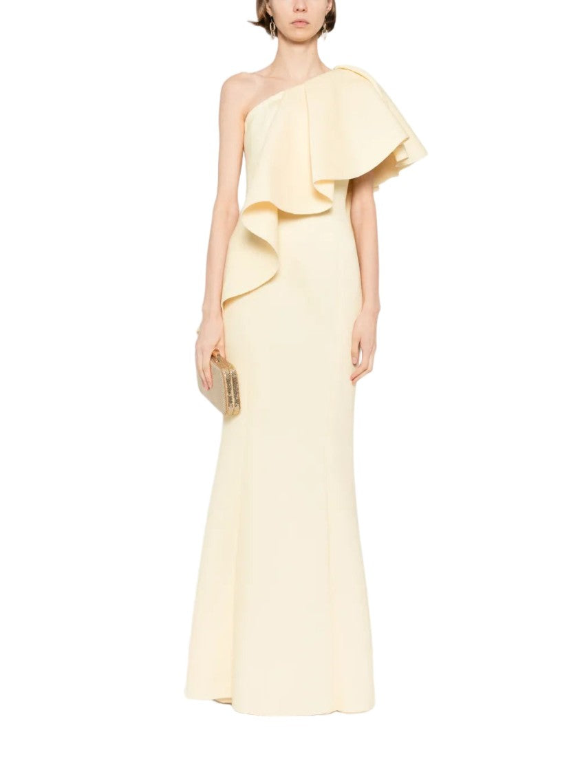 Saiid Kobeisy Ruffled Scuba Long Dress