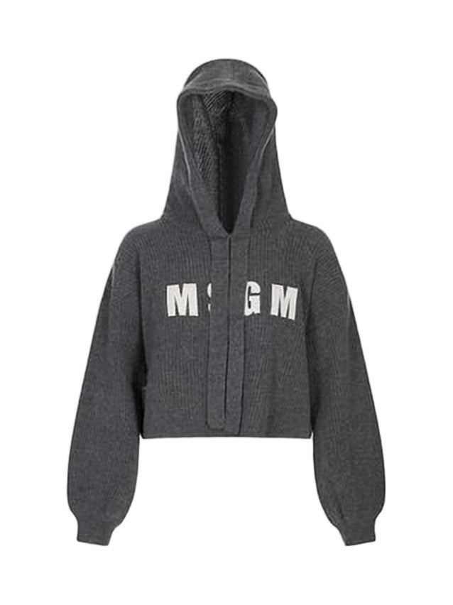 Msgm Cropped Hoodie In Wool-Cashmere Blend